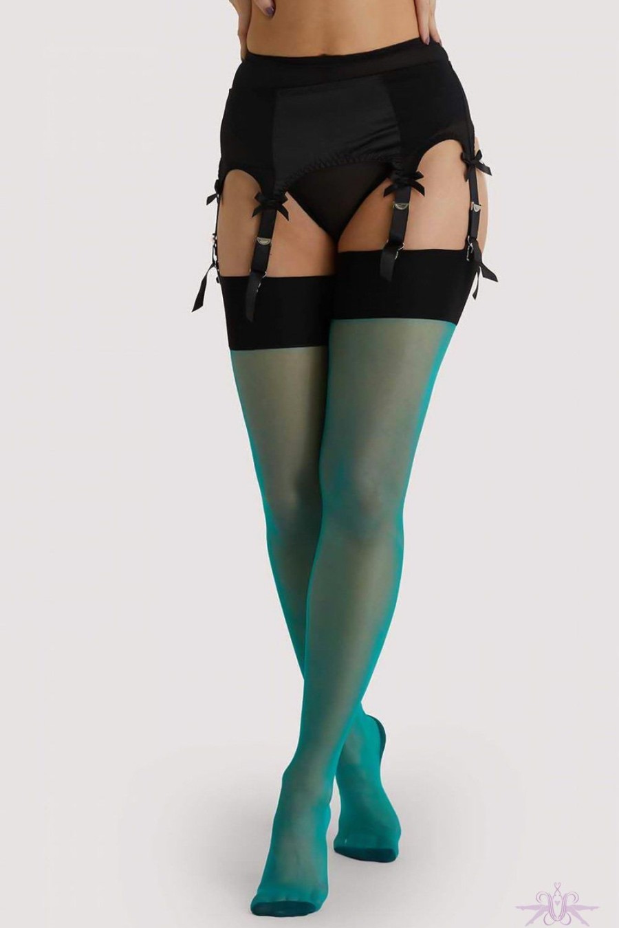 Stockings Playful Promises | Playful Promises Jade Bow Seamed Stockings