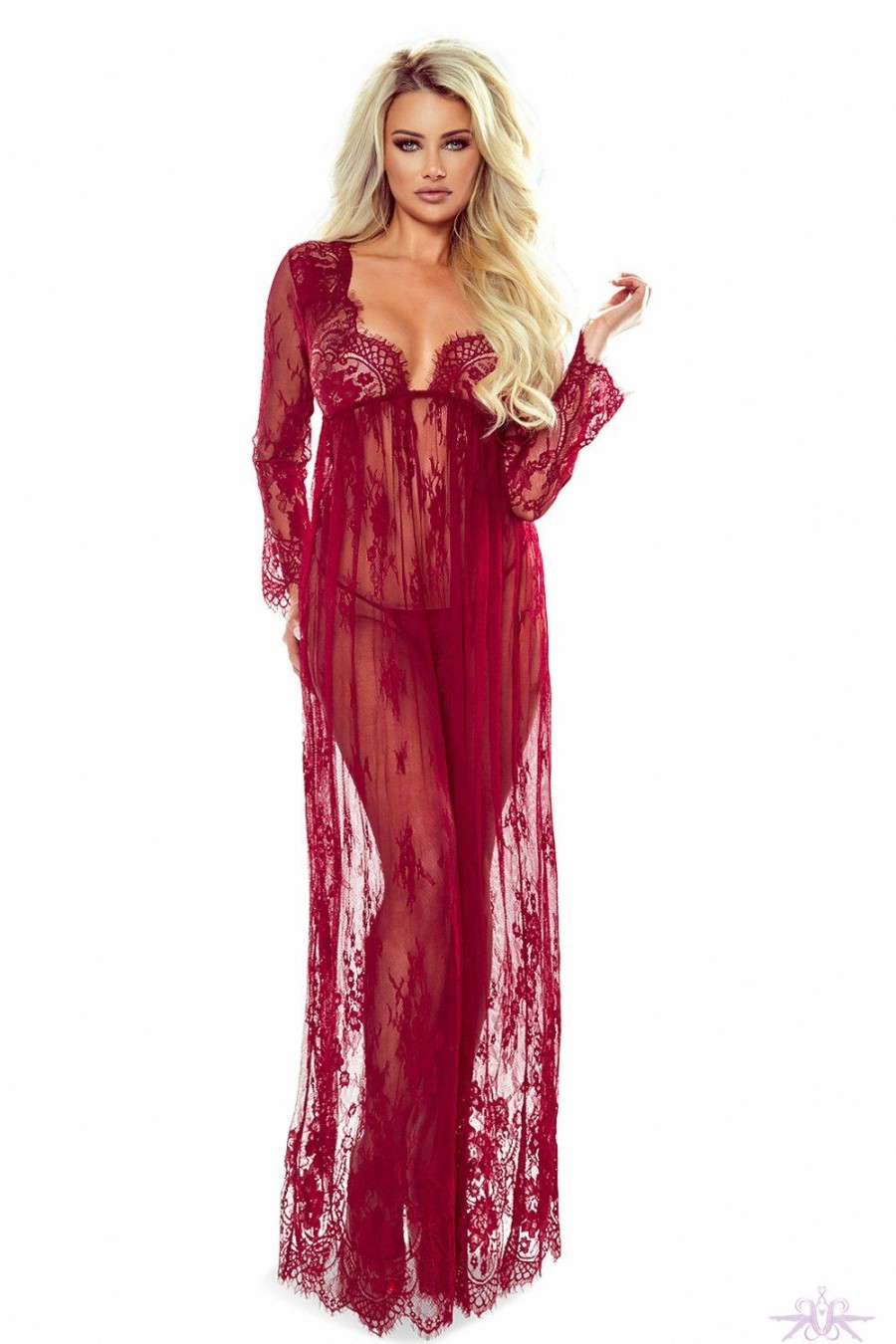 Lingerie Provocative | Provocative Red Long Lace Gown