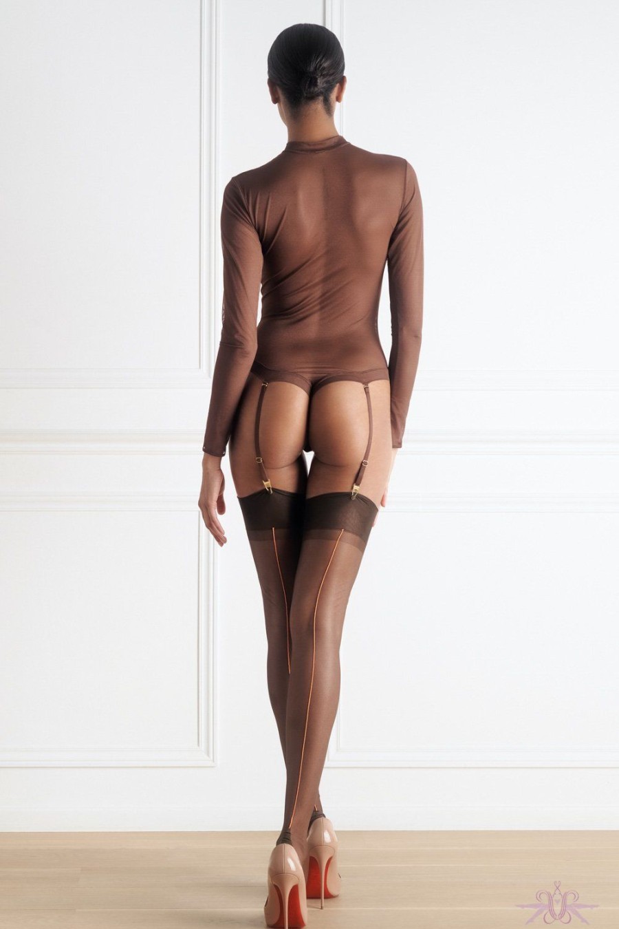 Lingerie Maison Close | Maison Close Authentique Chocolate Nylon Stockings