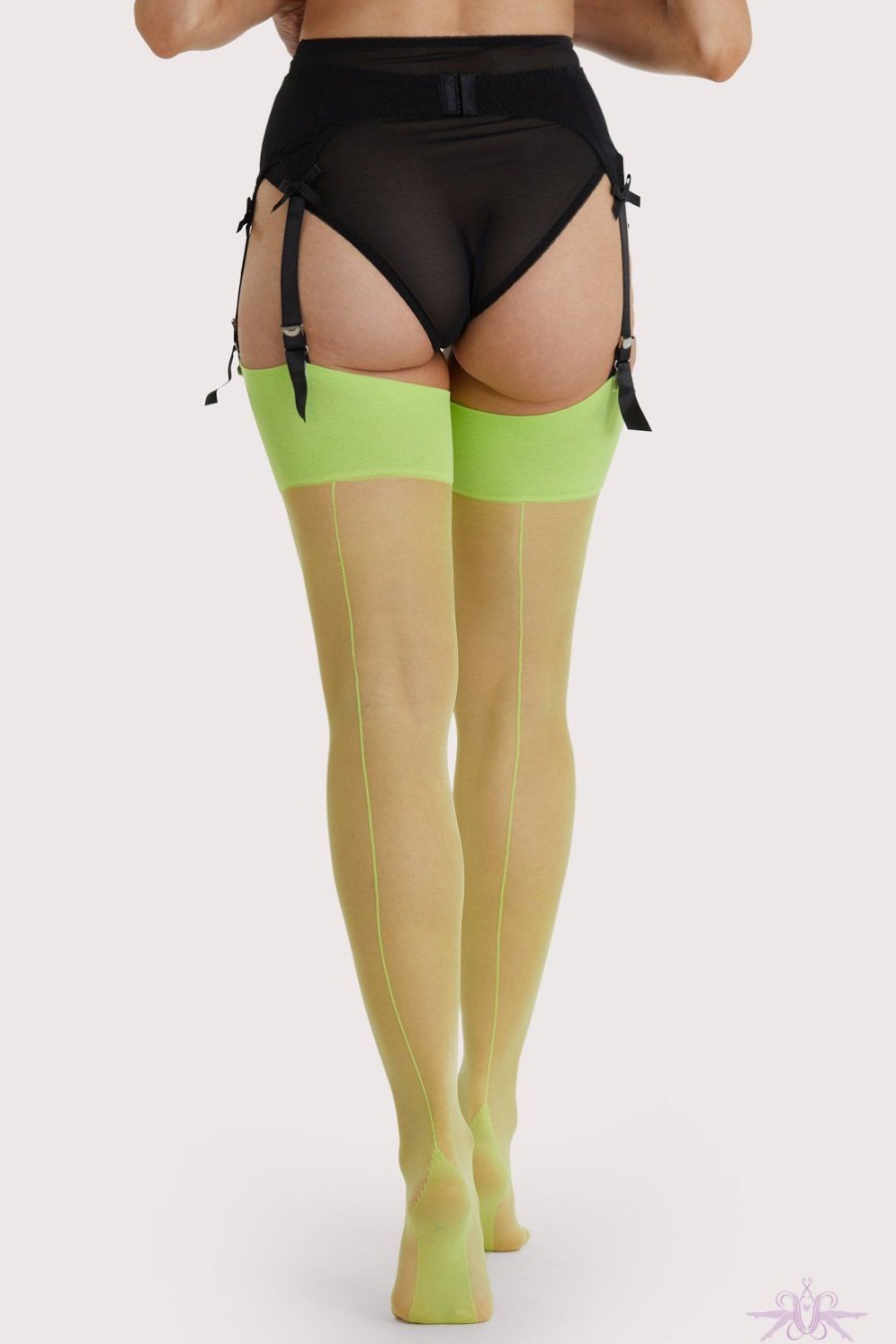 Stockings Playful Promises | Playful Promises Lime Green Vintage Seamed Stockings