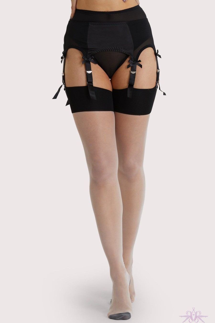 Stockings Playful Promises | Playful Promises Creme De Peche Bow Seamed Stockings