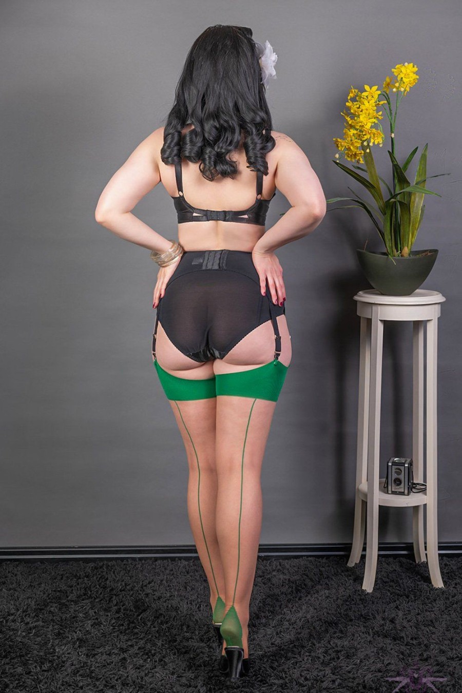 Stockings What Katie Did | What Katie Did Contrast Cinnamon/Green Seamed Stockings