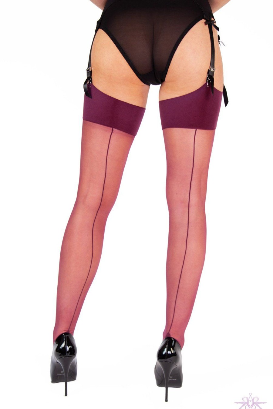 Stockings Playful Promises | Playful Promises Grape Vintage Seamed Stockings