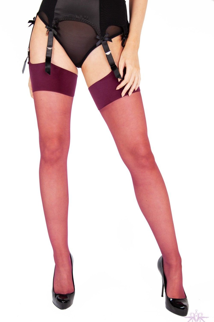 Stockings Playful Promises | Playful Promises Grape Vintage Seamed Stockings