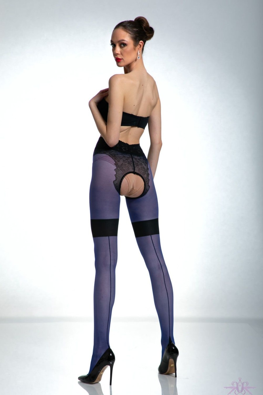 Tights Amour | Amour Diva Crotchless Seamed Very Peri Tights