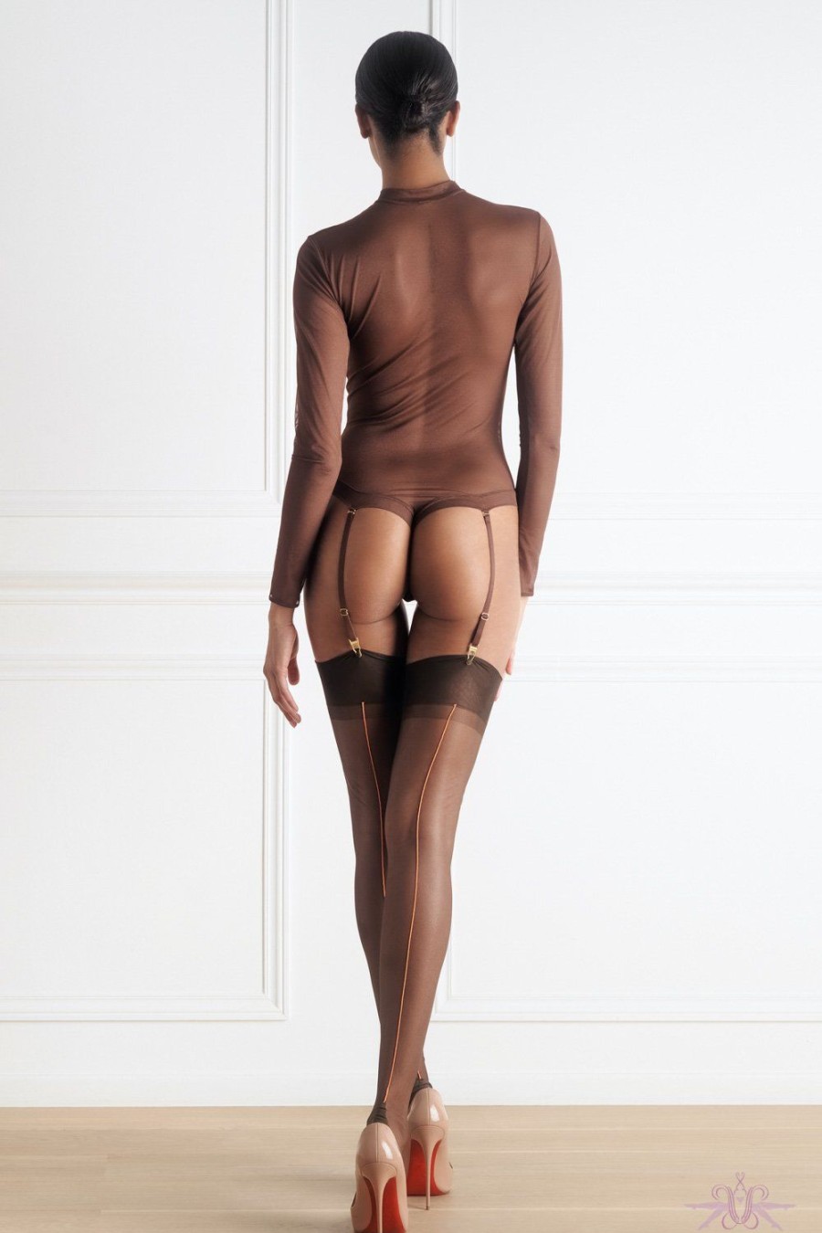 Stockings Maison Close | Maison Close Authentique Chocolate Nylon Stockings