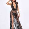 Lingerie Noir Handmade | Noir Handmade Fabulous Long Flocked Mesh Dress