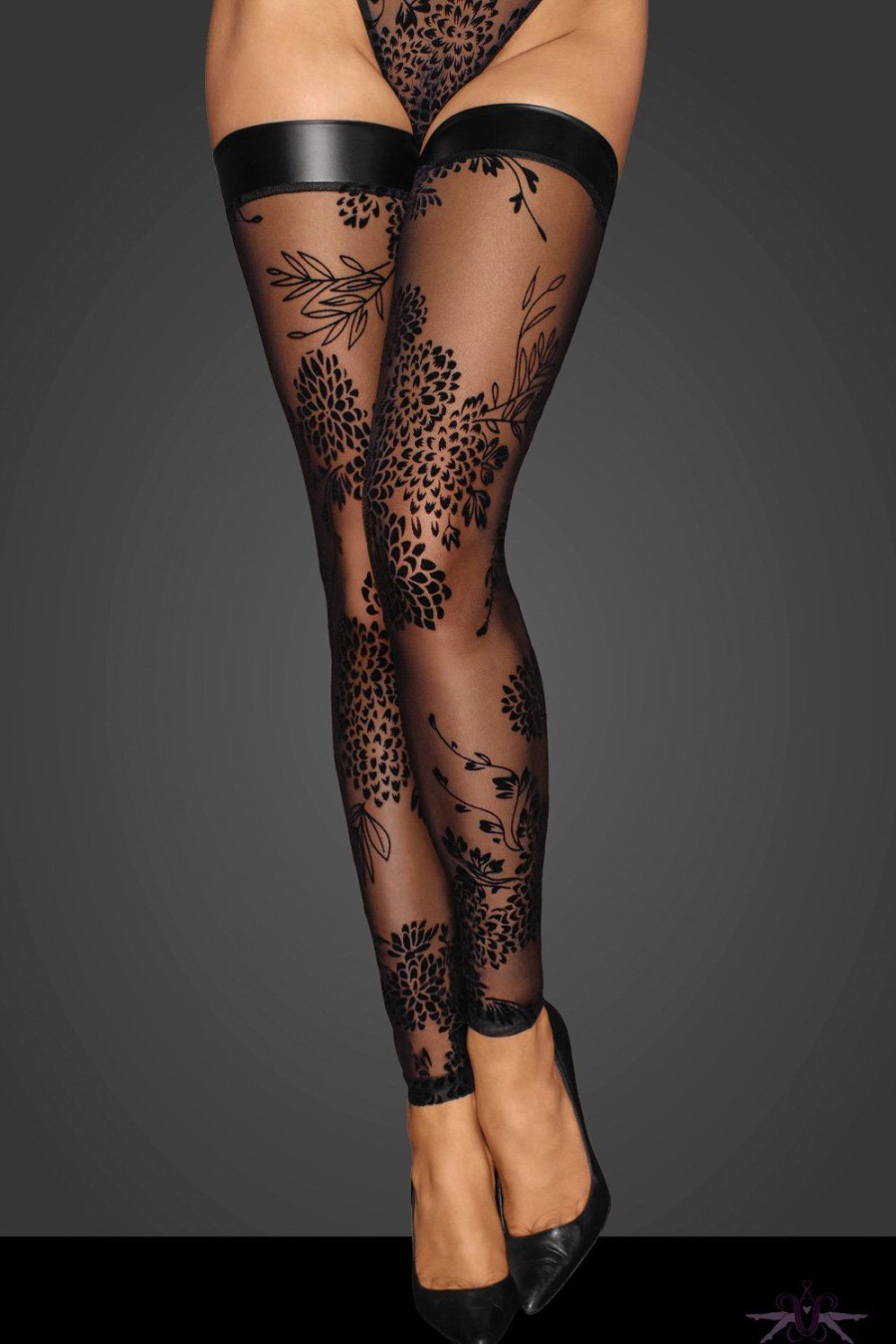 Hold Ups Noir Handmade | Noir Handmade Fabulous Floral Tulle Footless Hold Ups