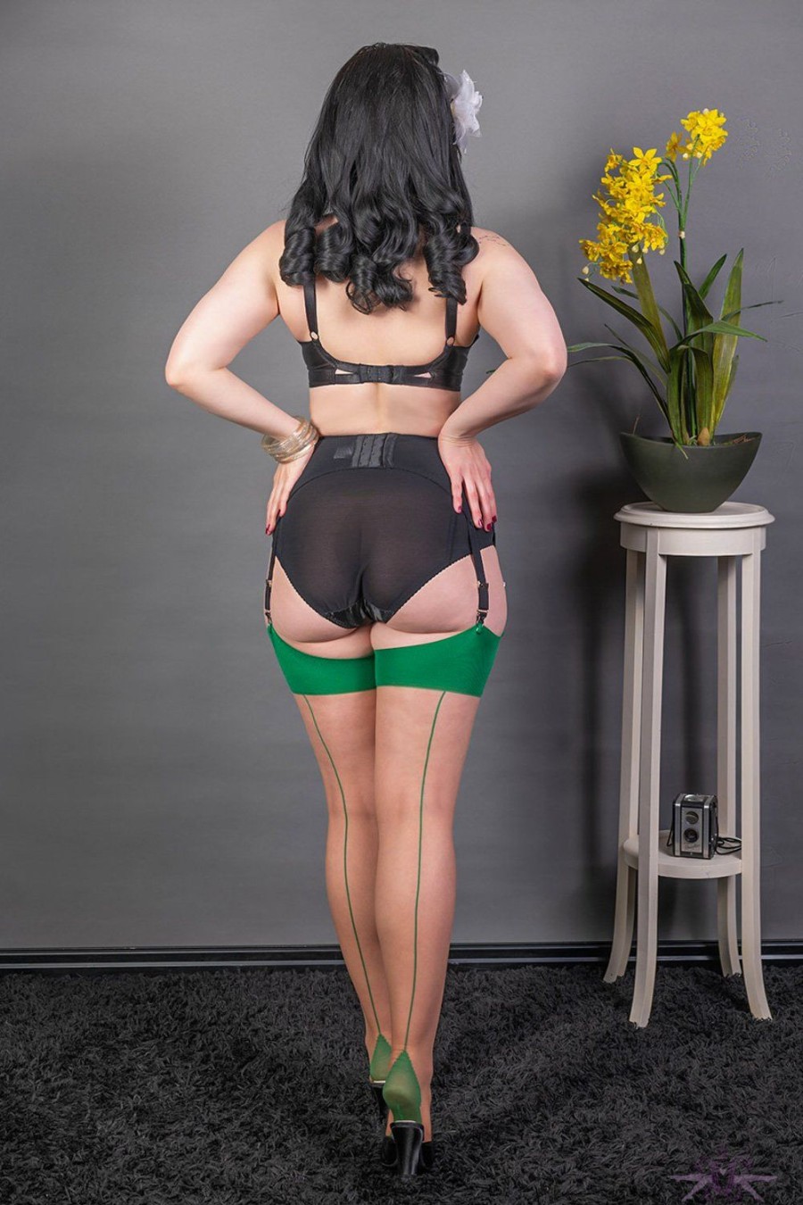 Stockings What Katie Did | What Katie Did Contrast Cinnamon/Green Seamed Stockings