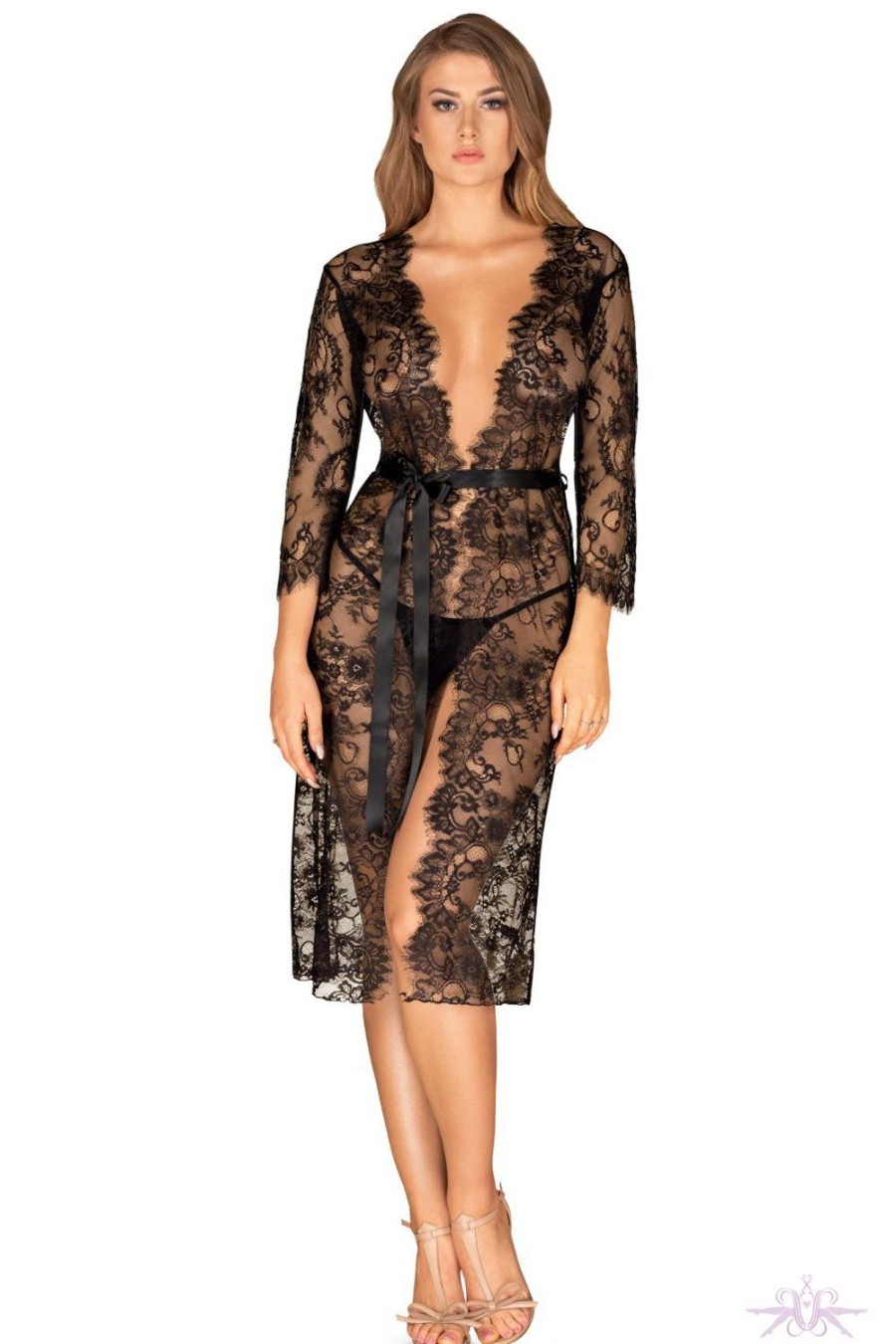 Lingerie Obsessive | Obsessive Black Lace Peignoir