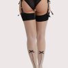 Stockings Playful Promises | Playful Promises Creme De Peche Bow Seamed Stockings