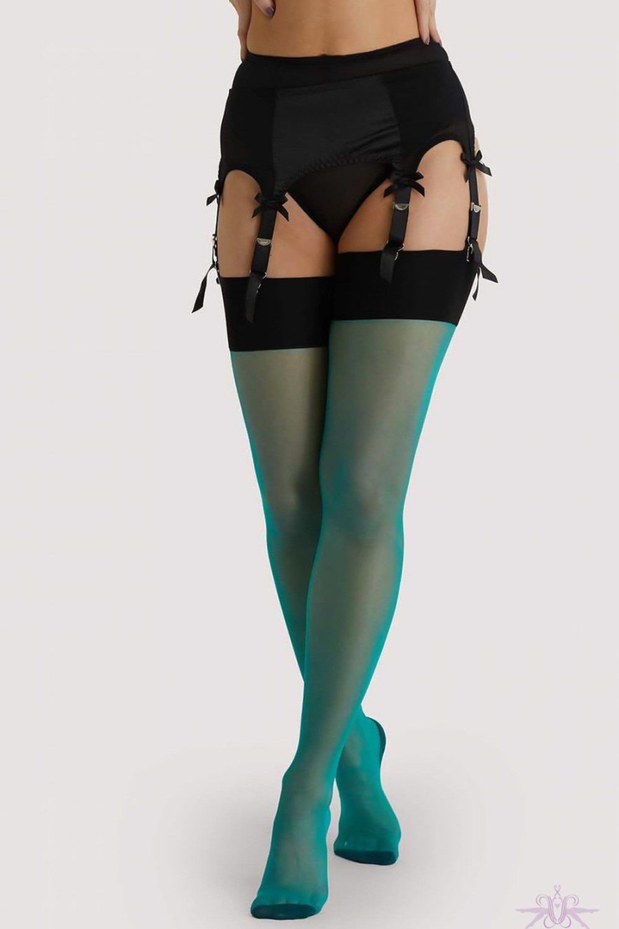 Stockings Playful Promises | Playful Promises Jade Bow Seamed Stockings