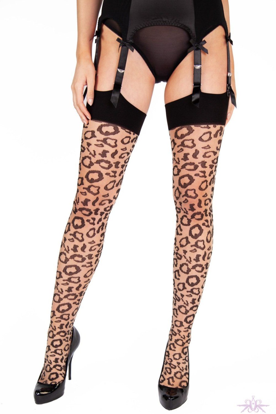 Stockings Playful Promises | Playful Promises Nude Leopard Knit Stockings