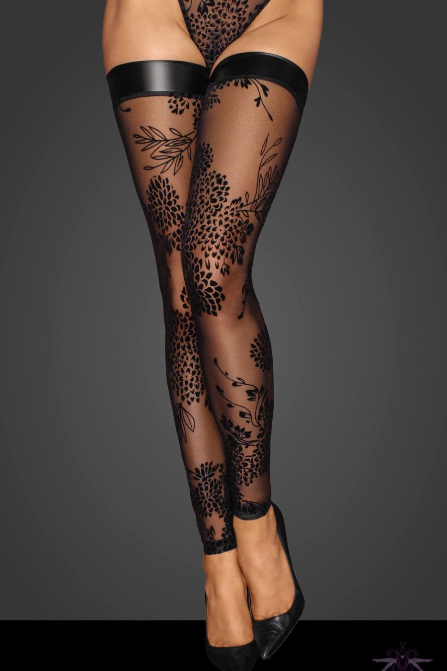 Hold Ups Noir Handmade | Noir Handmade Fabulous Floral Tulle Footless Hold Ups