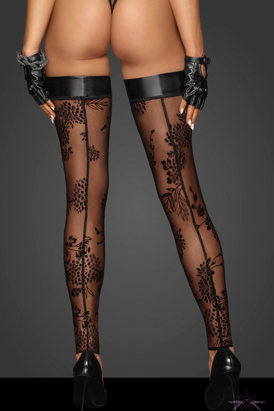 Hold Ups Noir Handmade | Noir Handmade Fabulous Floral Tulle Footless Hold Ups